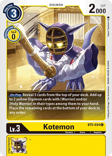 Digimon TCG Card 'BT5-034' 'Kotemon'