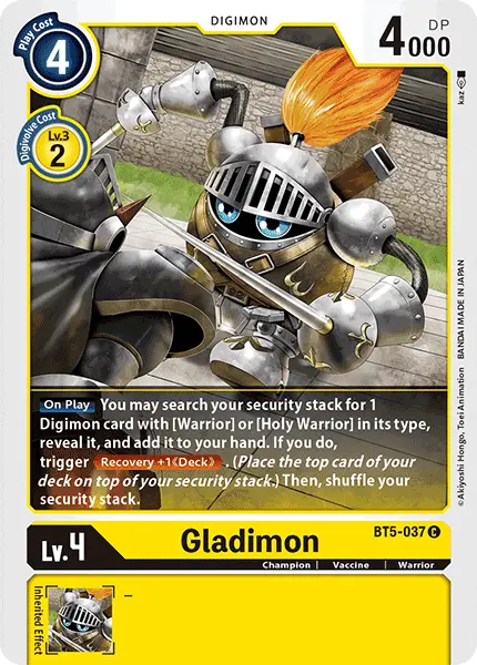 Digimon TCG Card 'BT5-037' 'Gladimon'