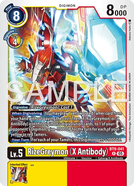 Digimon TCG Card 'BT9-041_P3' 'RizeGreymon (X Antibody)'