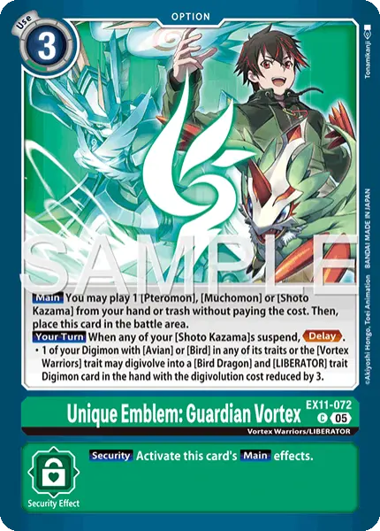 Digimon TCG Card 'EX11-072' 'Unique Emblem: Guardian Vortex'