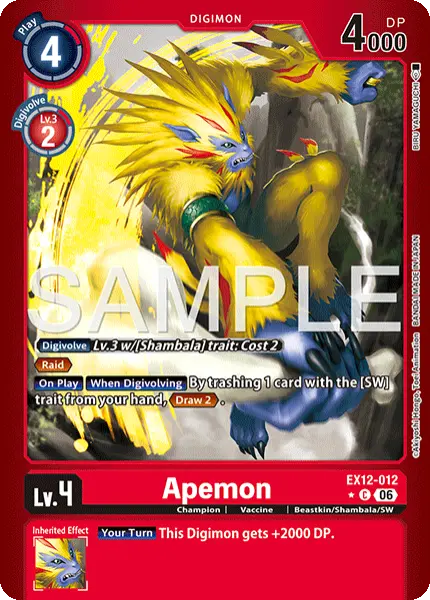 Digimon TCG Card 'EX12-012_P1' 'Apemon'