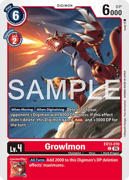 Digimon TCG Card 'EX13-010' 'Growlmon'