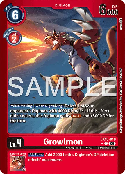 Digimon TCG Card 'EX13-010_P1' 'Growlmon'