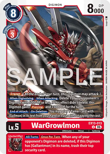 Digimon TCG Card 'EX13-013' 'WarGrowlmon'