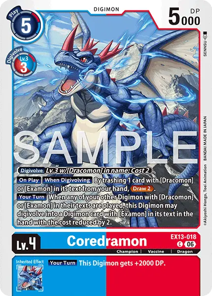 Digimon TCG Card 'EX13-018' 'Coredramon'
