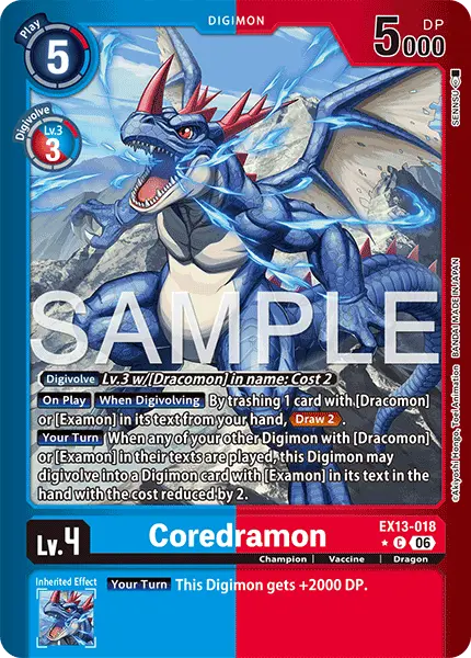 Digimon TCG Card 'EX13-018_P1' 'Coredramon'