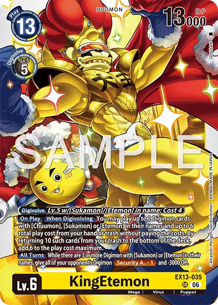Deck EX13 Sukamon with preview of card EX13-035