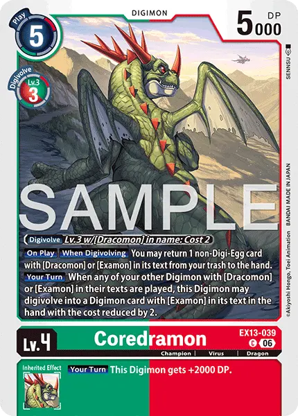 Digimon TCG Card 'EX13-039' 'Coredramon'