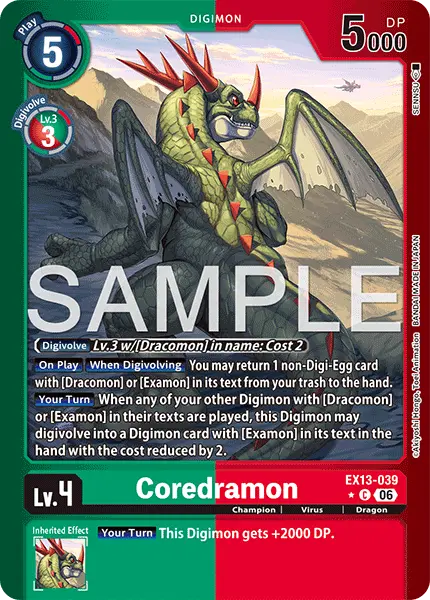 Digimon TCG Card 'EX13-039_P1' 'Coredramon'