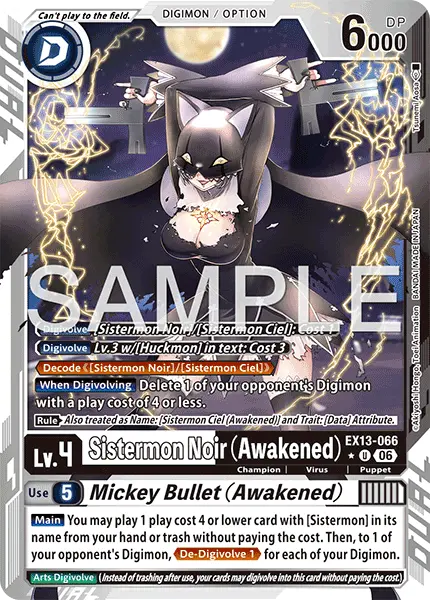 Digimon TCG Card 'EX13-066_P1' 'Sistermon Noir (Awakened) Mickey Bullet (Awakened)'