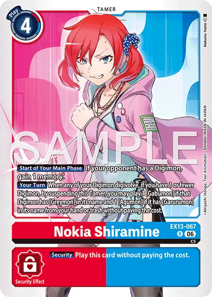 Digimon TCG Card 'EX13-067' 'Nokia Shiramine'