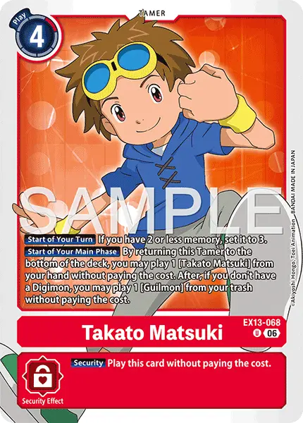 Digimon TCG Card 'EX13-068' 'Takato Matsuki'
