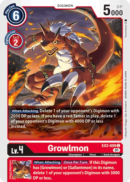 Digimon TCG Card 'EX2-009' 'Growlmon'