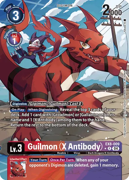 Digimon TCG Card 'EX8-009_P1' 'Guilmon (X Antibody)'