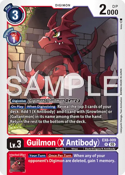 Digimon TCG Card 'EX8-009_P2' 'Guilmon (X Antibody)'