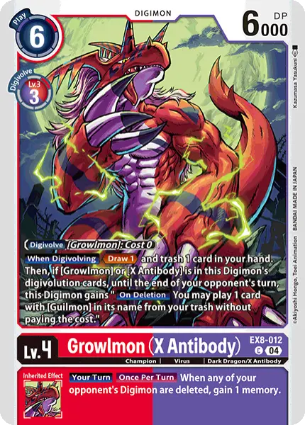Digimon TCG Card 'EX8-012' 'Growlmon (X Antibody)'