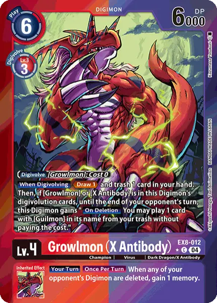 Digimon TCG Card 'EX8-012_P1' 'Growlmon (X Antibody)'