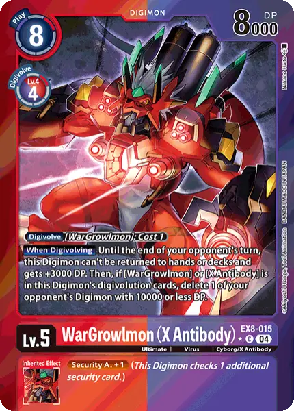 Digimon TCG Card 'EX8-015_P1' 'WarGrowlmon (X Antibody)'