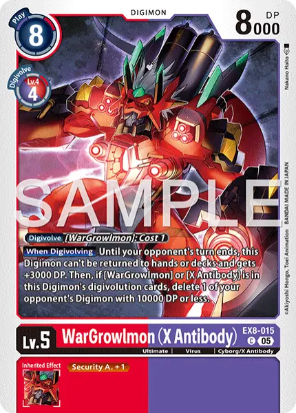 Digimon TCG Card 'EX8-015_P2' 'WarGrowlmon (X Antibody)'