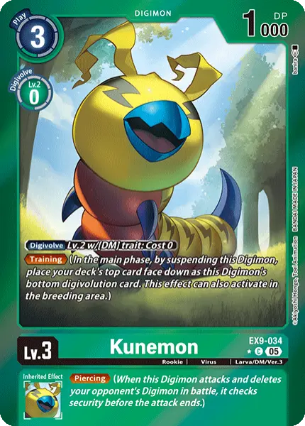 Digimon TCG Card 'EX9-034_P1' 'Kunemon'