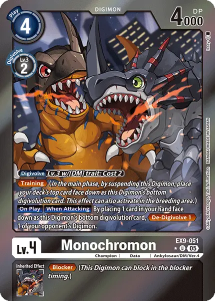 Digimon TCG Card 'EX9-051_P1' 'Monochromon'