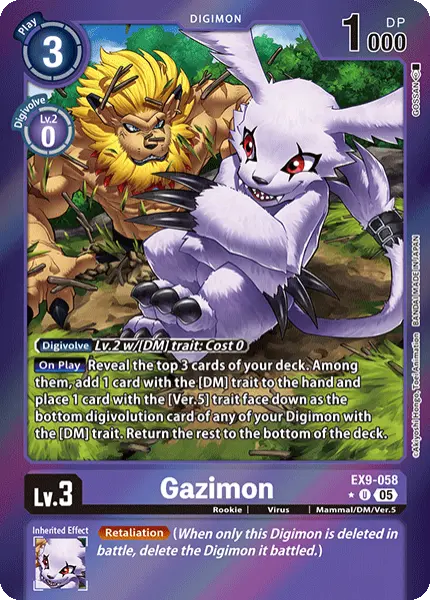 Digimon TCG Card 'EX9-058_P1' 'Gazimon'