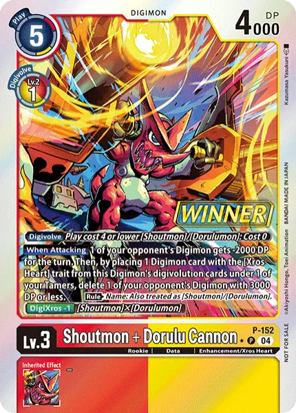 Digimon TCG Card 'P-152_P1' 'Shoutmon + Dorulu Cannon'