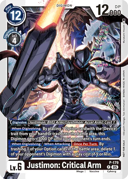 Digimon TCG Card 'P-179' 'Justimon: Critical Arm'