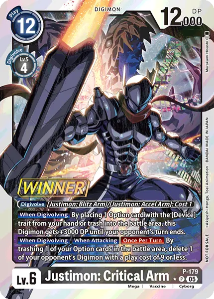 Digimon TCG Card 'P-179_P1' 'Justimon: Critical Arm'
