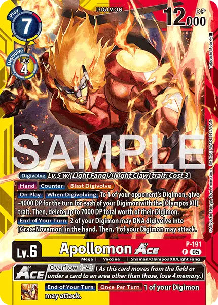 Digimon TCG Card 'P-191_P3' 'Apollomon'