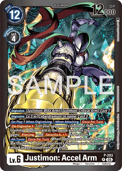Digimon TCG Card 'P-203_P2' 'Justimon: Accel Arm'
