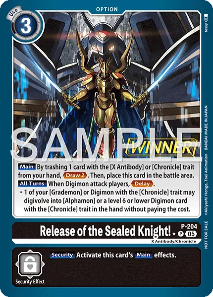 Digimon TCG Card 'P-204_P1' 'Release of the Sealed Knight!'