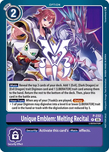 Digimon TCG Card 'P-232' 'Unique Emblem: Melting Recital'