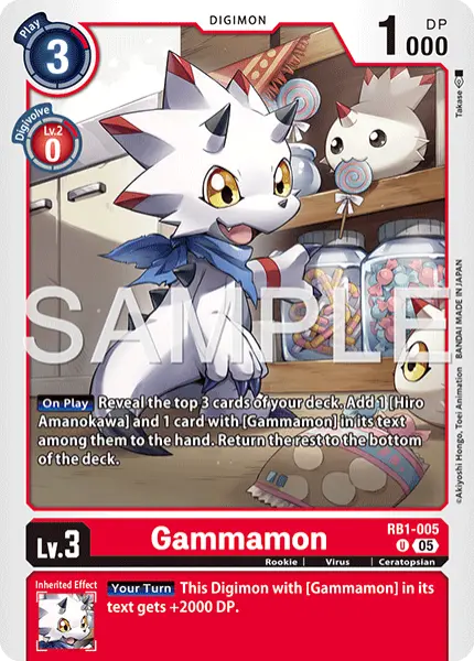 Digimon TCG Card 'RB1-005_P2' 'Gammamon'