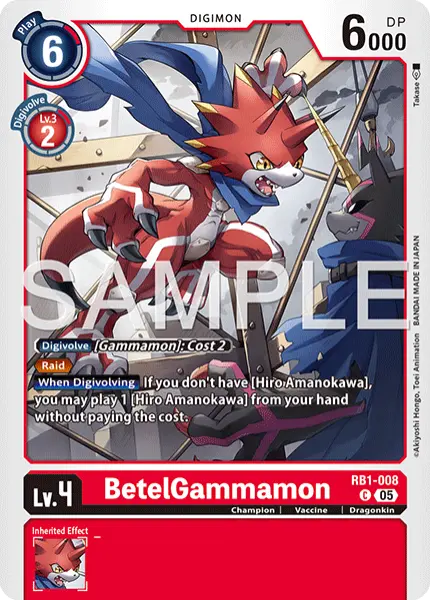 Digimon TCG Card 'RB1-008_P1' 'BetelGammamon'
