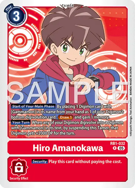 Digimon TCG Card 'RB1-032_P4' 'Hiro Amanokawa'