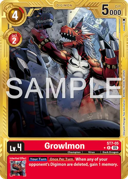 Digimon TCG Card 'ST7-005_P3' 'Growlmon'